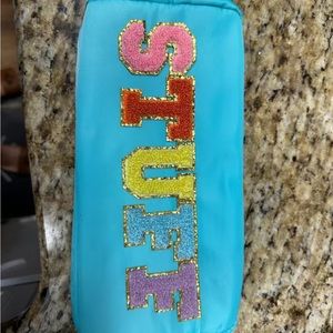New chenille blue Stuff cosmetic makeup bag